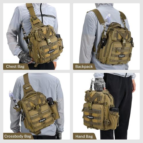  [아마존베스트]Magreel Fishing Backpack with Fishing Case Fishing Bag with Rod Holder and 3600 Bait Box Backpack Shoulder Bag Rod Bags for Fishing Accessories Fishing Tackle Fishing - Black/Khaki