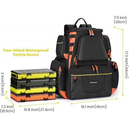  [아마존베스트]Magreel Fishing Backpack, Large Waterproof Fishing Tackle Bag Multifunctional Bags for Fishing Camping Hiking Cycling