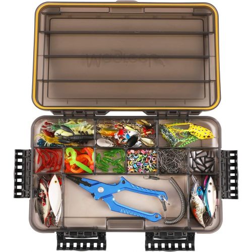  [아마존베스트]Magreel Fishing Case Empty Waterproof Fishing Accessories 3600/3700 Bait Box Fishing Box Tea Colour Transparent Storage Box Fishing Box for Fishing Accessories with DIY Dividers 1/