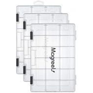 [아마존베스트]Magreel Fishing Box, 3 Pieces Transparent Waterproof Plastic Box Storage Box Organizer Mesh Box for Jewellery Beads Container Tool Fishing Hooks Small Accessories 18/24 Grid