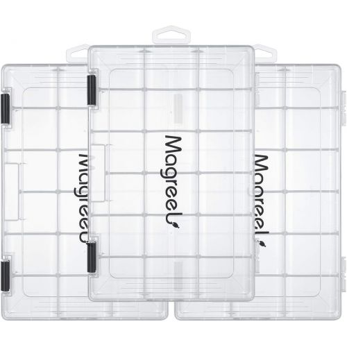  [아마존베스트]Magreel Fishing Box, 3 Pieces Transparent Waterproof Plastic Box Storage Box Organizer Mesh Box for Jewellery Beads Container Tool Fishing Hooks Small Accessories 18/24 Grid