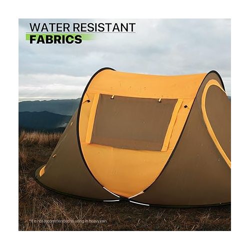  Magshion 2 Person Camping Tent Lightweight Backpacking Pop Up Yellow Tent Windproof Two Doors Easy Setup for Hunting Hiking Mountaineering