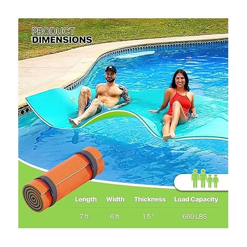  Magshion Large Water Floating Mat for Adults Pool Lake Boating Float Pad 7 x 6 ft