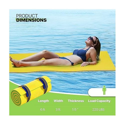  Magshion Large Water Floating Mat for Adults Pool Lake Boating Float Pad 6 x 3 ft