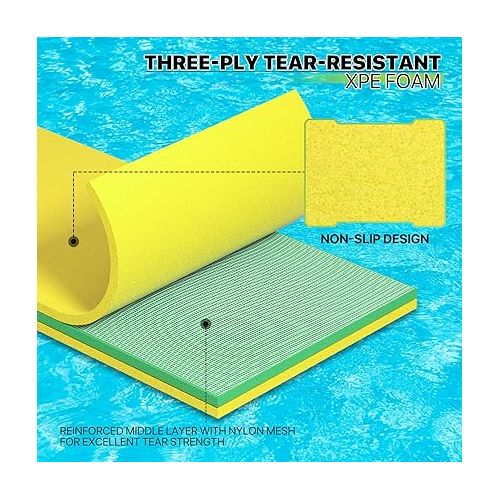  Magshion Large Water Floating Mat for Adults Pool Lake Boating Float Pad 6 x 3 ft