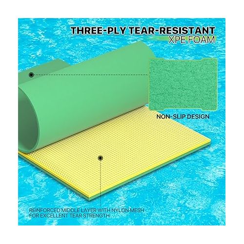  Magshion Large Water Floating Mat for Adults Pool Lake Boating Float Pad 9 x 6 ft