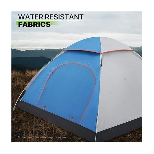  Magshion Camping Tent for 1 or 2 Person Weatherproof Spacious Lightweight Portable Backpacking Blue Dome Tent with Carry Bag for Backpacking Traveling, Easy Set Up