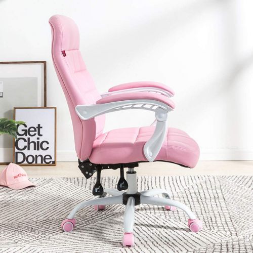 Magshion Chairs Sofas Home Computer Chair Living Room backrest Reclining Chair Study Office Chair Office Lady boss Chair Student Dormitory Bedroom Swivel Armchair Lovely Pink Chair