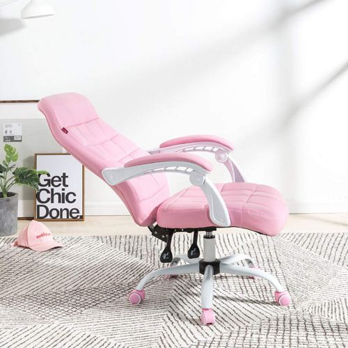  Magshion Chairs Sofas Home Computer Chair Living Room backrest Reclining Chair Study Office Chair Office Lady boss Chair Student Dormitory Bedroom Swivel Armchair Lovely Pink Chair