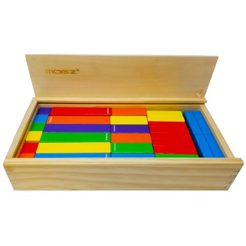  Magz Wooden Bricks 60 Piece Magnetic Building and Stacking Blocks Set