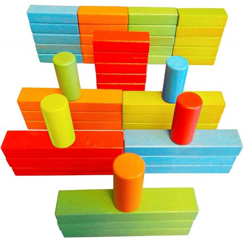  Magz Wooden Bricks 45 Magnetic Building Blocks, Magnetic Building Set consisting of 25 Colorful Wooden Bricks with 2 Magnets, 15 Colorful Wooden Bricks with 3 Magnets, 5 Colorful Wooden