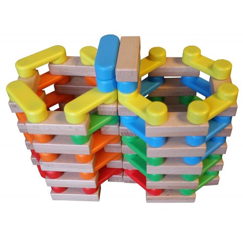  Magz Combo Bricks 80 Magnetic Building Blocks consisting of 40 Standard Bricks and 40 Wooden Bricks