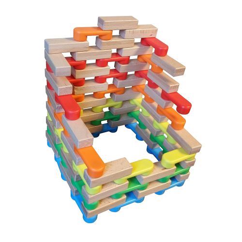  Magz Combo Bricks 80 Magnetic Building Blocks consisting of 40 Standard Bricks and 40 Wooden Bricks