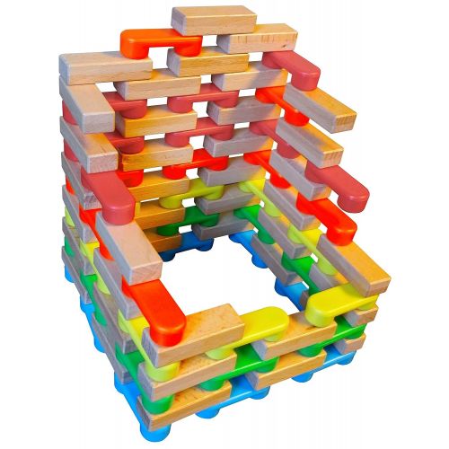  Magz Combo Bricks 80 Magnetic Building Blocks consisting of 40 Standard Bricks and 40 Wooden Bricks