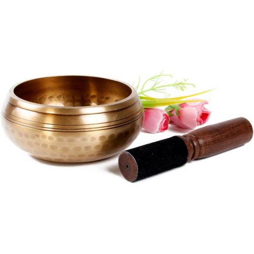  Tibetan Singing Bowl Set ~ Buddha Figure Design ~ Maha Bodhi 4 Inch Wide Authentic Meditation Gong for Relaxation and Chakra Healing ~ Completely Hand Carved ~ Perfect Gift명상종 싱잉볼