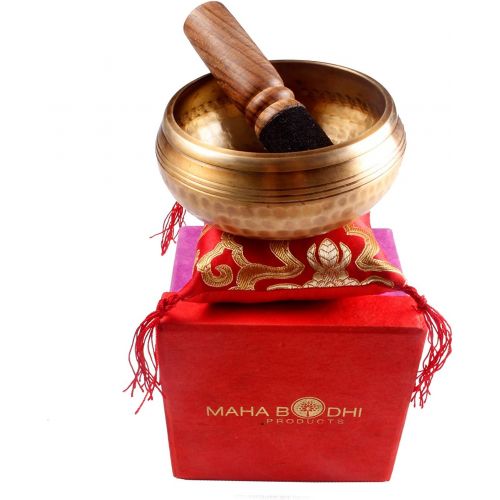  Tibetan Singing Bowl Set ~ Buddha Figure Design ~ Maha Bodhi 4 Inch Wide Authentic Meditation Gong for Relaxation and Chakra Healing ~ Completely Hand Carved ~ Perfect Gift명상종 싱잉볼