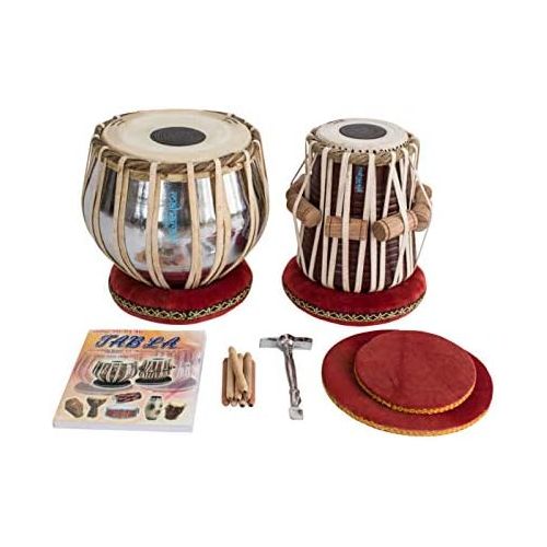  [아마존베스트]Maharaja Musicals MAHARAJA Student Tabla Drum Set, Steel Bayan, Finest Dayan with Book, Hammer, Cushions & Cover, Beginner/Student Tabla Drum Kit (PDI-IB)