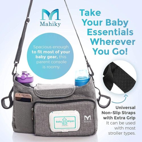  Universal Baby Stroller Organizer Stroller Accessories Bag Stroller Storage Bag with Cup Holders by Mahiky Stroller Organizer Parent Console Stroller Storage Pouch with Easy Access