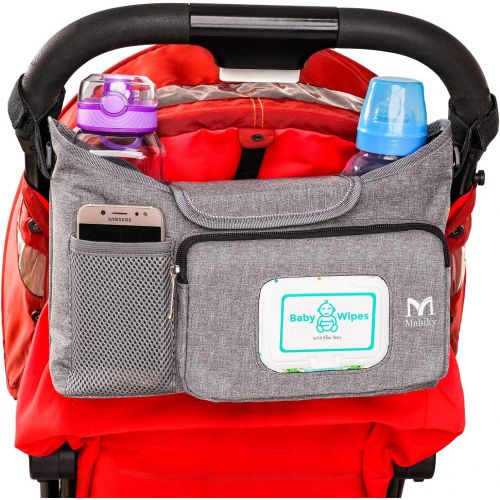  Universal Baby Stroller Organizer Stroller Accessories Bag Stroller Storage Bag with Cup Holders by Mahiky Stroller Organizer Parent Console Stroller Storage Pouch with Easy Access