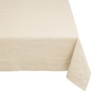 Mahogany T08T9IV Rectangle Linen Tablecloth with Hole Stitch, 60 by 90-Inch, Ivory