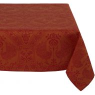 Mahogany Peacock 60-Inch by 120-Inch Orange/Red Tablecloth, Cotton Jacquard
