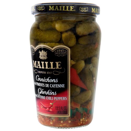  Maille Pickles, Cornichons with Cayenne Chili Pepper, 13.5 oz, Pack of 12