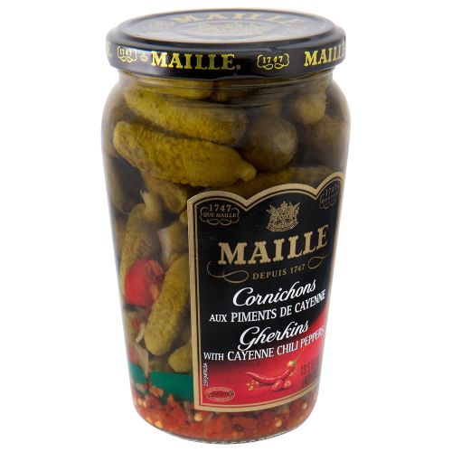  Maille Pickles, Cornichons with Cayenne Chili Pepper, 13.5 oz, Pack of 12