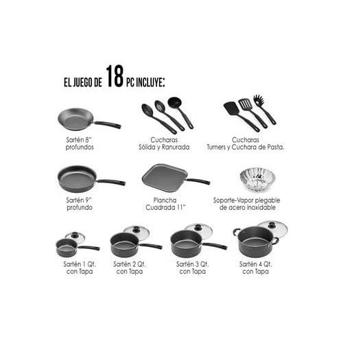  Tramontina PrimaWare 18-Piece Nonstick Cookware Set (Steel Gray)