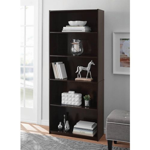  Mainstay` 5-Shelf Wood Bookcase in Espresso