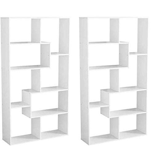  Mainstays Home 8-Shelf Bookcase White, Set of 2