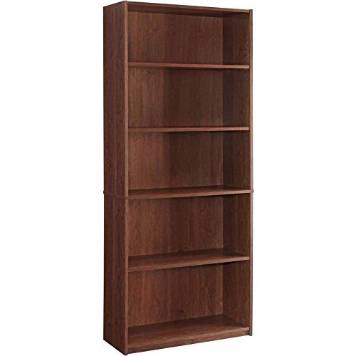  Mainstays 5-Shelf Wood Bookcase, Medium Oak