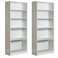 Mainstay Mylex Five Shelf Bookcase; Three Adjustable Shelves; 11.63 x 29.63 x 71.5 Inches, White, Assembly Required (43071), Set of 2
