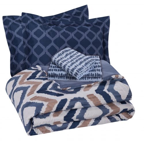  Mainstays Kelsey Ikat Geo Bed in a Bag Coordinating Bedding Set