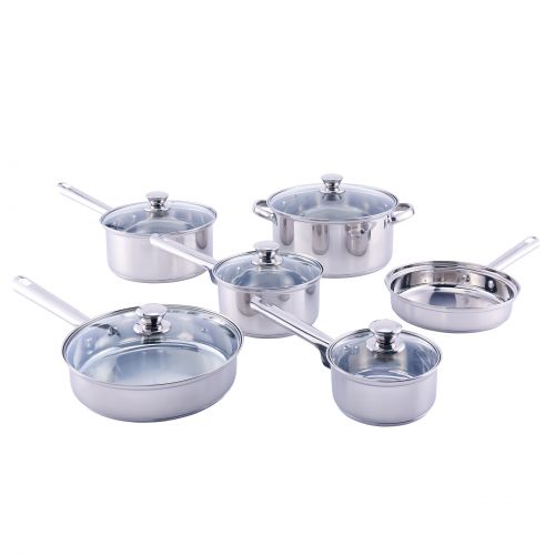  Mainstays 18-Piece Cookware Set, Stainless Steel