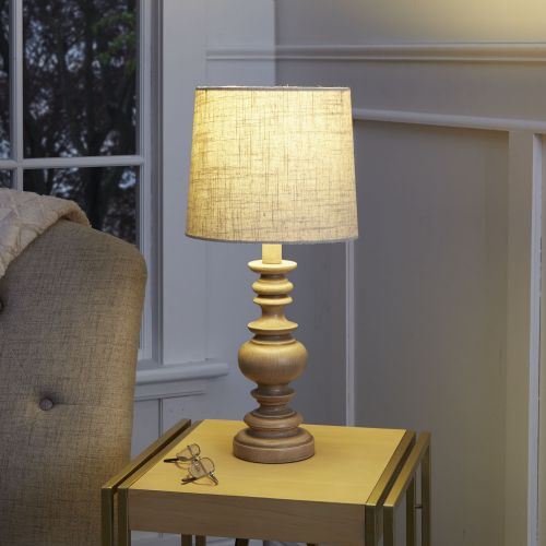  Mainstays Washed Wood Finished Lamp Base with LED BULB included