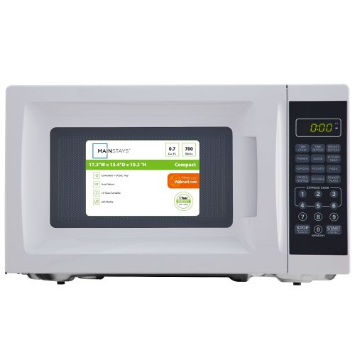  Mainstays 0.7 Cu. Ft. 700W White Microwave with 10 Power Levels