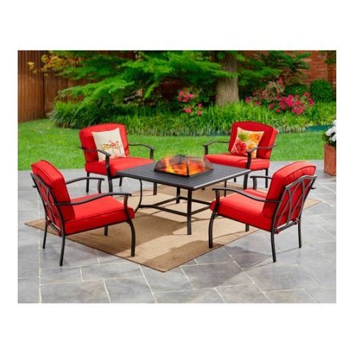  Mainstays Belden Park 5-Piece Fire Pit Set, Red