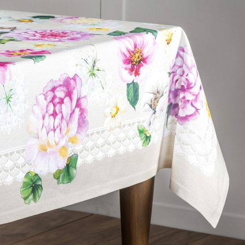  Maison d Hermine Pivoine 100% Cotton Tablecloth 60 Inch by 108 Inch