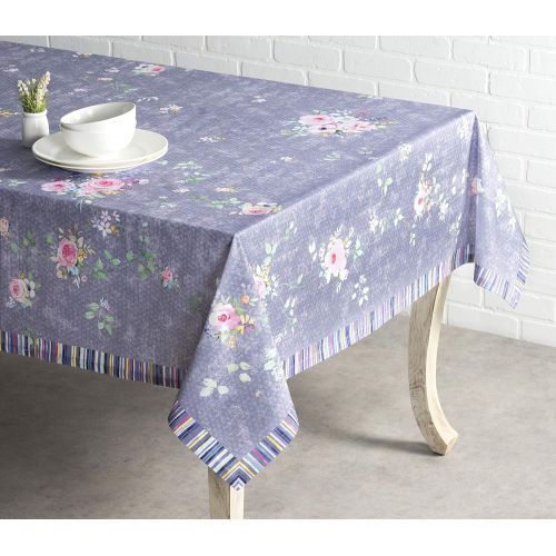 Maison d Hermine Sweet Rose Lavender 100% Cotton Country Garden Tablecloth 60 Inch by 120 Inch