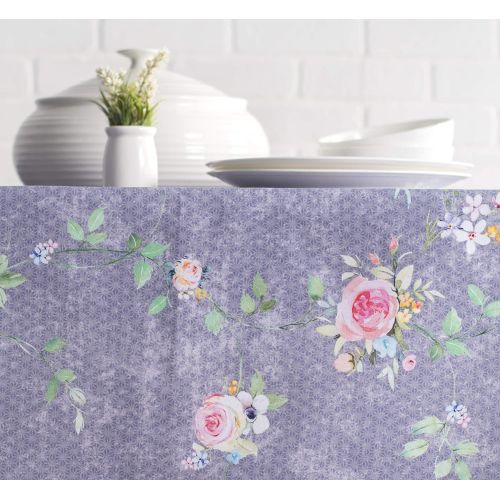  Maison d Hermine Sweet Rose Lavender 100% Cotton Country Garden Tablecloth 60 Inch by 120 Inch