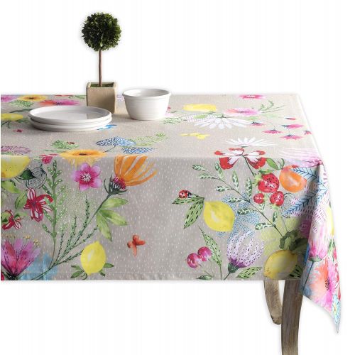  Maison d Hermine Jardin DEte 100% Cotton Fog Tablecloth 60 Inch by 108 Inch