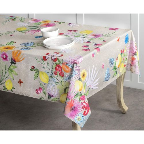  Maison d Hermine Jardin DEte 100% Cotton Fog Tablecloth 60 Inch by 108 Inch