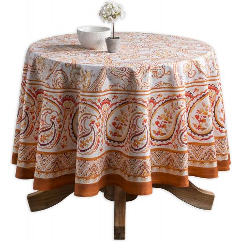  Maison d Hermine Palatial Paisley 100% Cotton Tablecloth 69 Inch Round. Perfect for Thanksgiving and Christmas