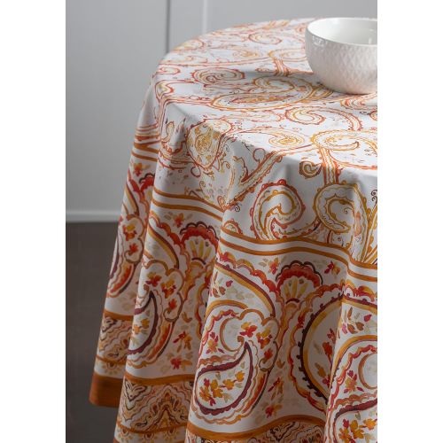  Maison d Hermine Palatial Paisley 100% Cotton Tablecloth 69 Inch Round. Perfect for Thanksgiving and Christmas