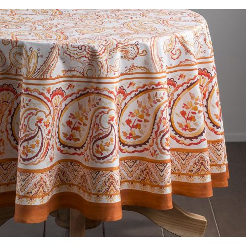  Maison d Hermine Palatial Paisley 100% Cotton Tablecloth 69 Inch Round. Perfect for Thanksgiving and Christmas