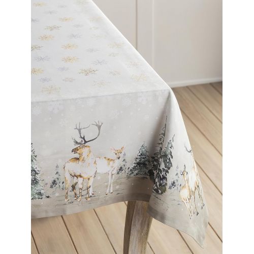  Maison d Hermine Deer in The Woods 100% Cotton Tablecloth 60 Inch by 108 Inch.