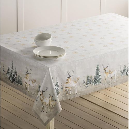  Maison d Hermine Deer in The Woods 100% Cotton Tablecloth 60 Inch by 108 Inch.