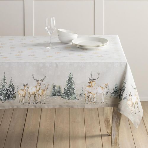  Maison d Hermine Deer in The Woods 100% Cotton Tablecloth 60 Inch by 108 Inch.