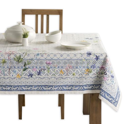  Maison d Hermine Faience 100% Cotton Tablecloth 60 - Inch by 108 - Inch