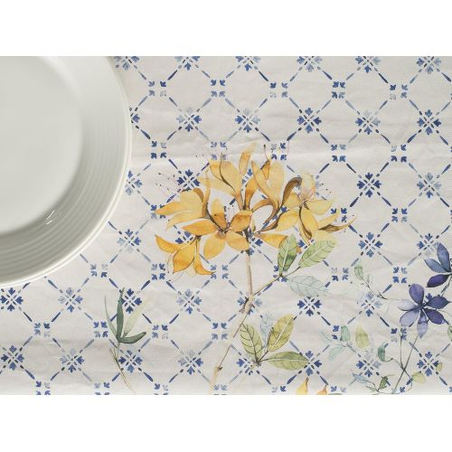  Maison d Hermine Faience 100% Cotton Tablecloth 60 - Inch by 108 - Inch